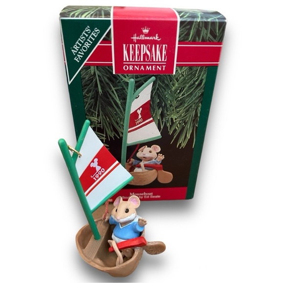 Ornament 1990 Hallmark Mouseboat Keepsake Christmas Ornament - Picture 1 of 5